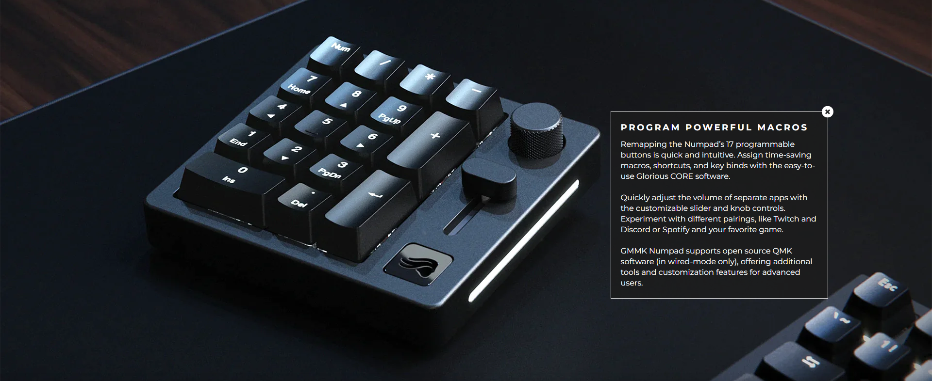 A large marketing image providing additional information about the product Glorious Prebuilt Mechanical Numpad - Black Slate - Additional alt info not provided